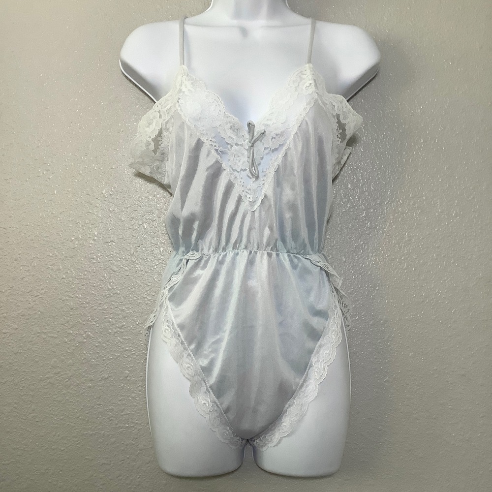 Vintage Pastel Blue Angelcore Feminine Romantic Coquette Dollette Romper S